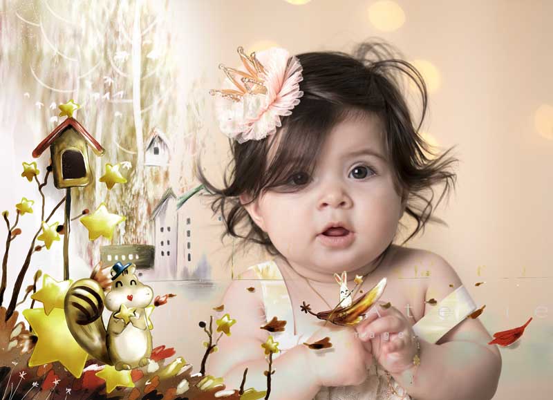 قاب عکس لایه باز کودکانه سنجاب و ستاره