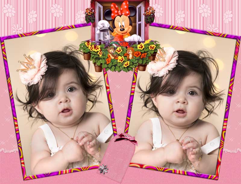 قاب عکس لایه باز کودکانه صورتی میکی ماوس