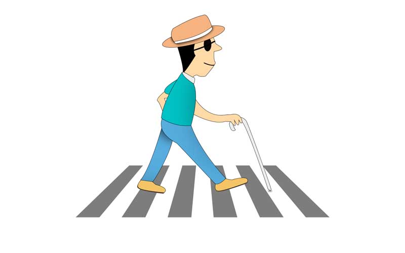 وکتور مفهومی عبور فرد نابینا از خیابان