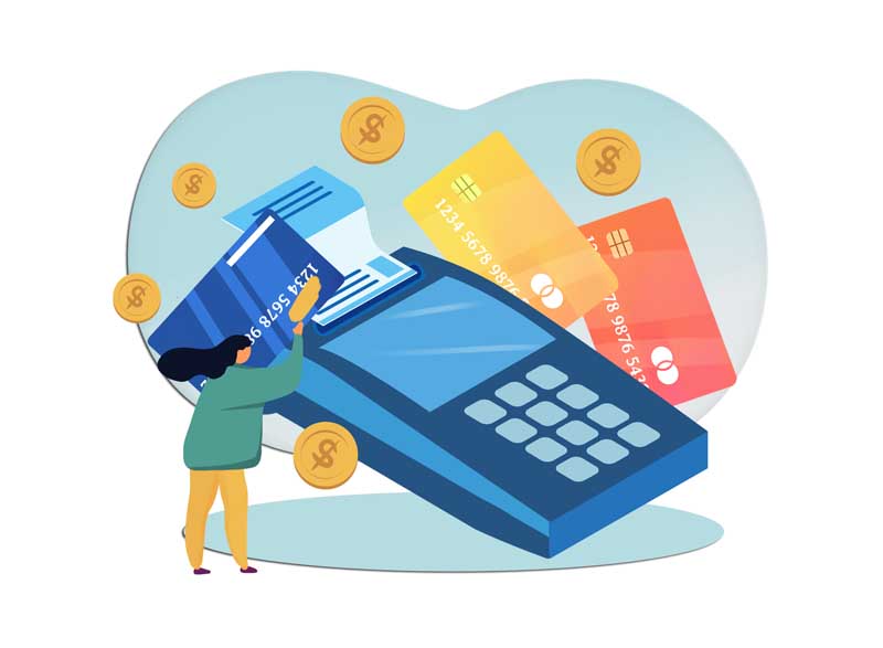 وکتور مفهومی دستگاه پوز و کارت بانکی