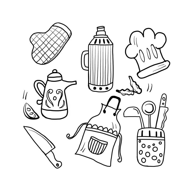 طرح لایه باز کلیپ آرت تجهیزات آشپزی