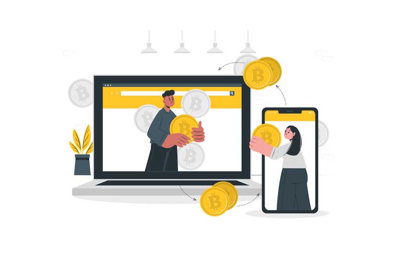دانلود وکتور مفهومی خرید و فروش بیت کوین