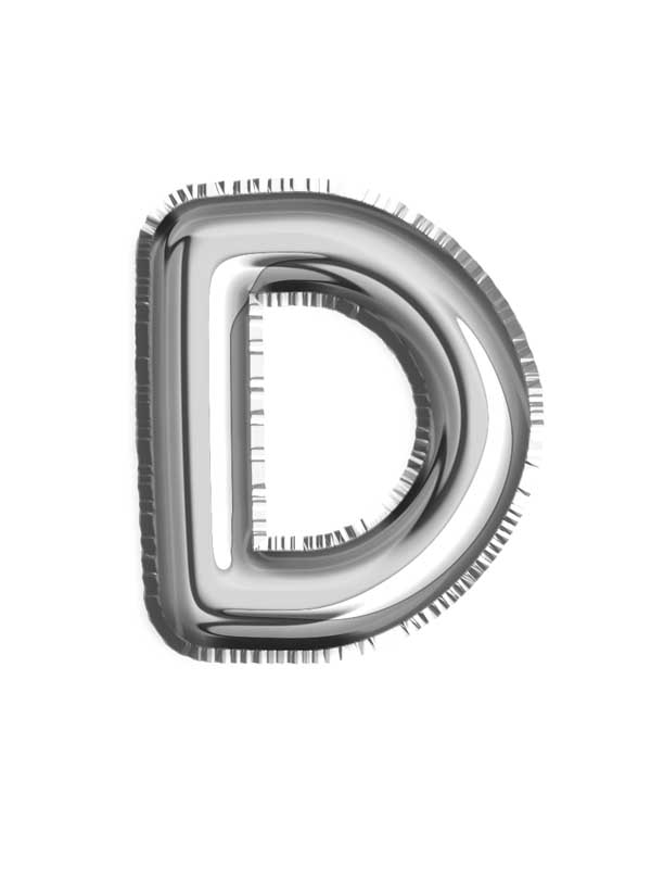 طرح کلیپ آرت بادکنک فویلی حرف D