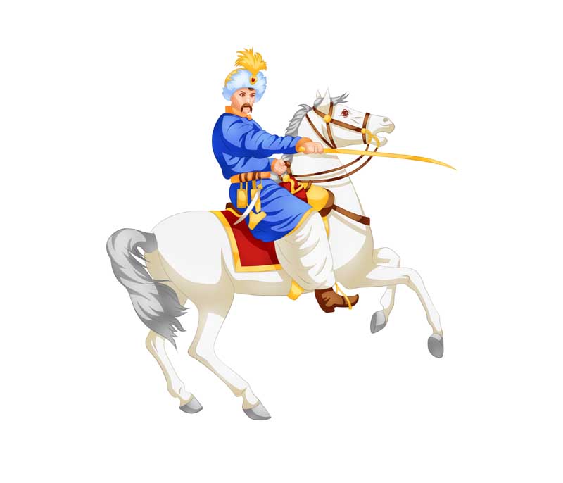 کلیپ آرت لایه باز شمشیر زن اسب سوار