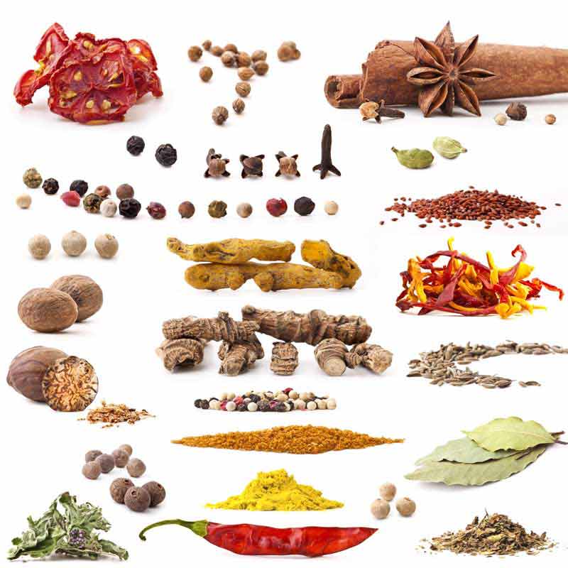 دانلود تصویر با کیفیت ادویه جات مختلف کنار هم
