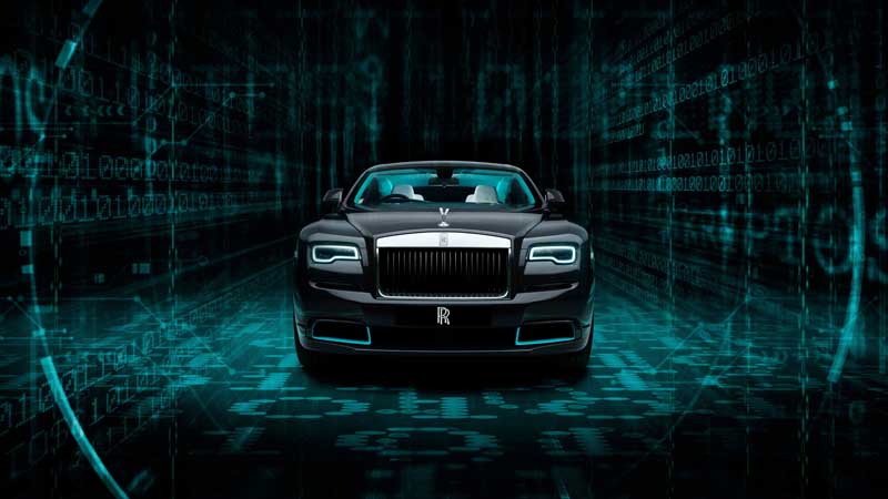 دانلود تصویر با کیفیت خودرو رولز رویس با نور آبی