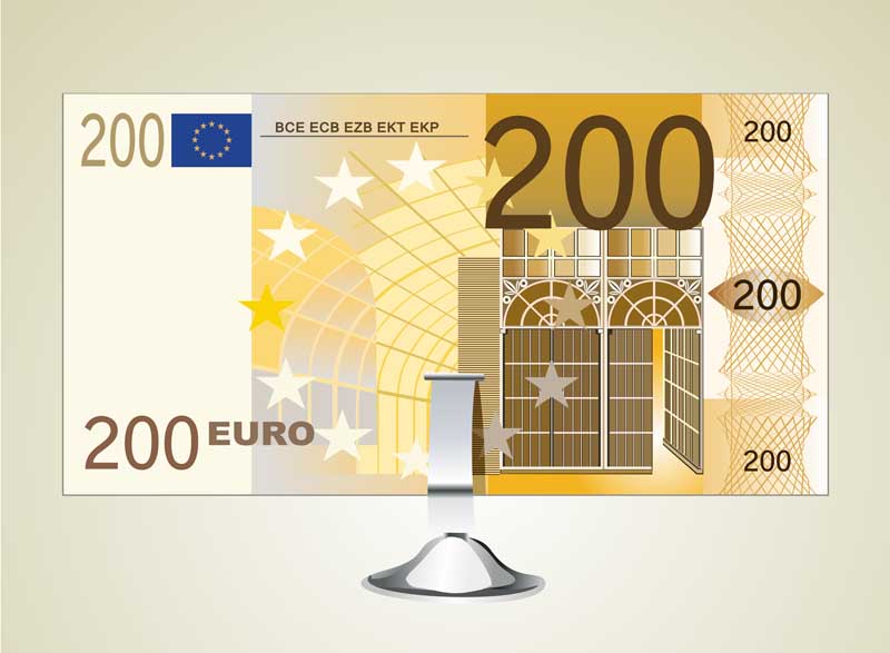 کلیپ آرت لایه باز اسکناس 200 یورویی