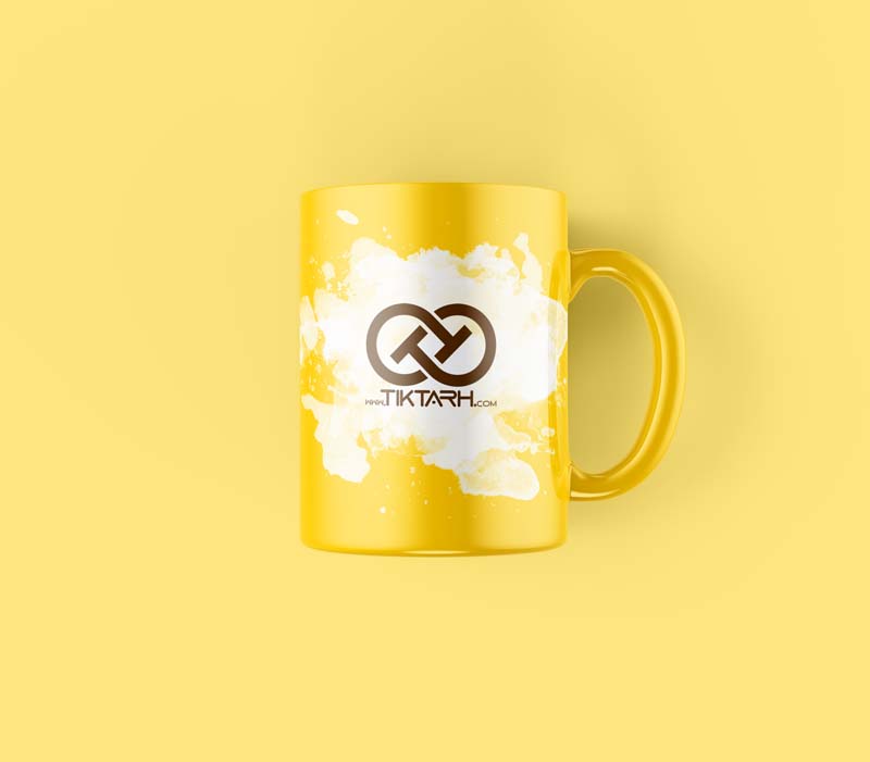 طرح لایه باز موکاپ لیوان  زرد
