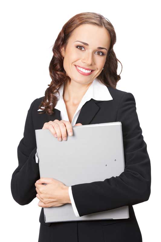 عکس لارج فرمت از کارمند خانم با پوشه