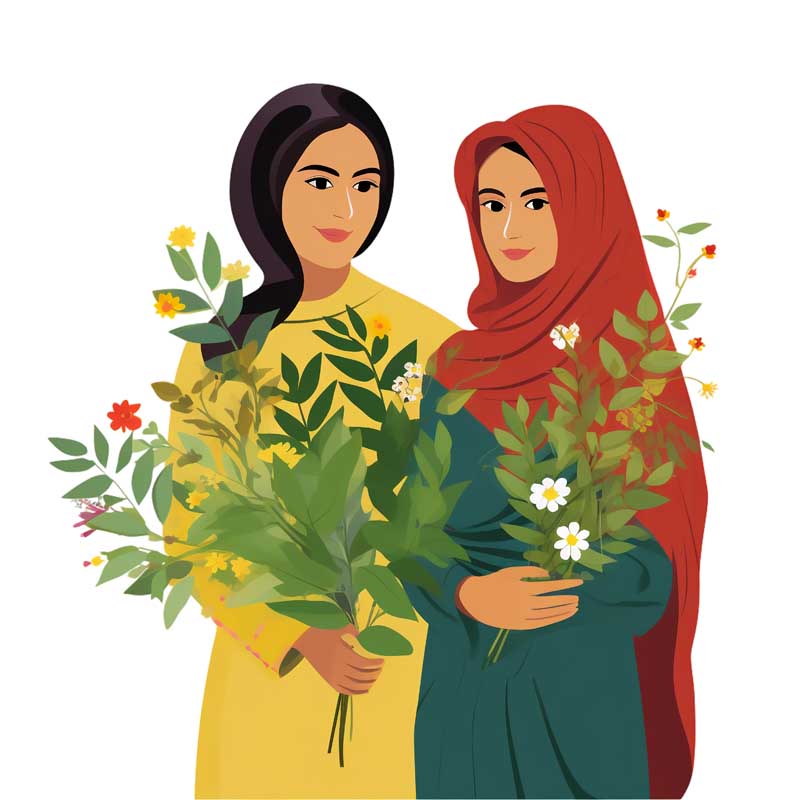 دانلود طرح دو خانم با شاخه گل های زیبا