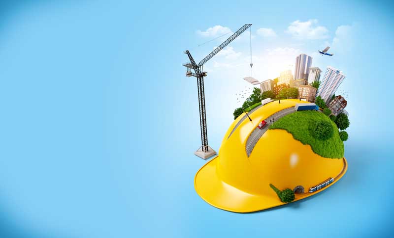 دانلود تصویر با کیفیت کلاه ایمنی با ماکت جرثقیل