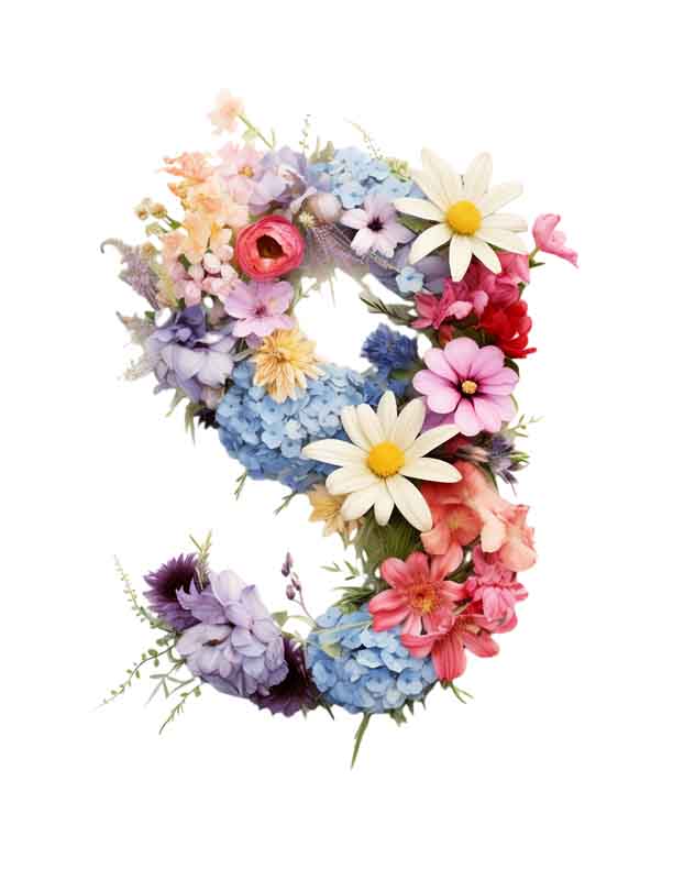 دانلود طرح عدد 9 و گل رنگی