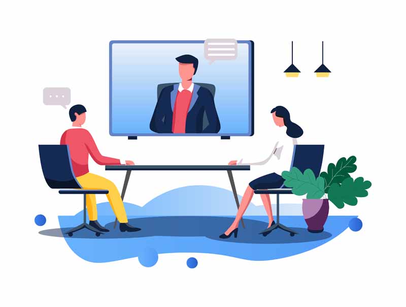 وکتور مفهومی کنفرانس ویدیوئی