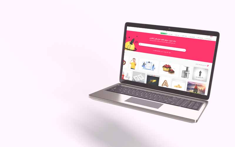 طرح موکاپ یک دستگاه لپ تاپ