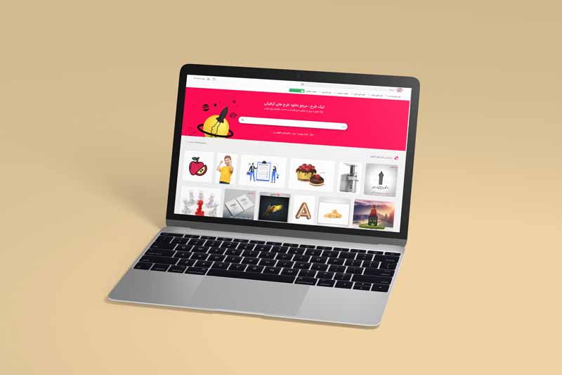 طرح موکاپ یک دستگاه مک بوک
