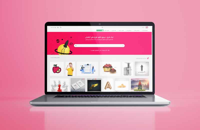 طرح موکاپ مک بوک با انعکاس روی سطح