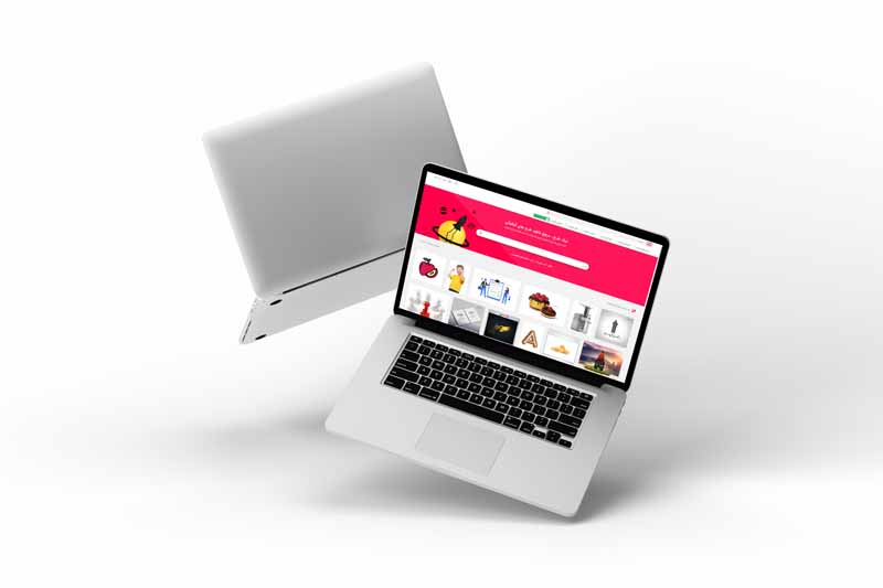 طرح موکاپ لپ تاپ با سایه جدا