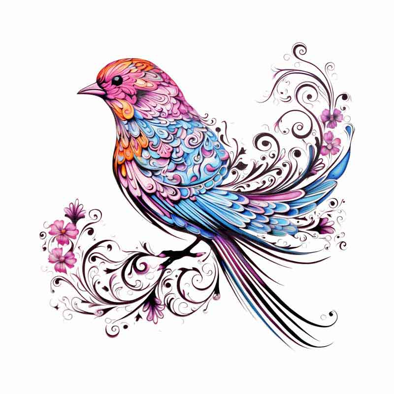 دانلود طرح پرنده روی گل