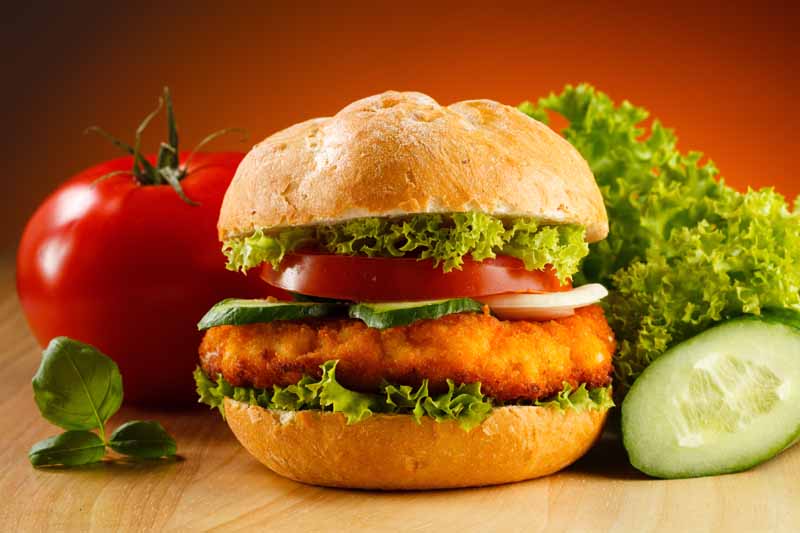تصویر زیبا از ساندویچ کتلت با گوجه