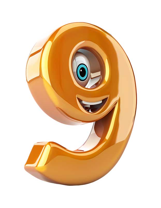دانلود طرح شکلک عدد 9 نارنجی