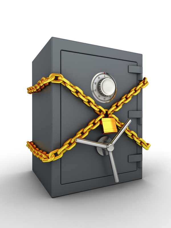 تصویر با کیفیت گاوصندوق و زنجیر