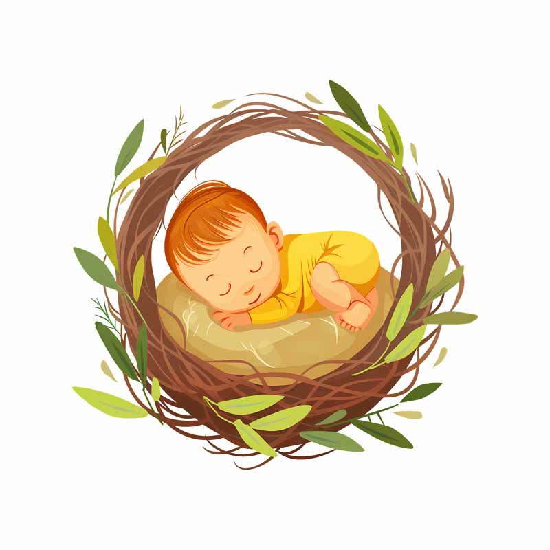 دانلود طرح کودک خوابیده در گهواره چوبی