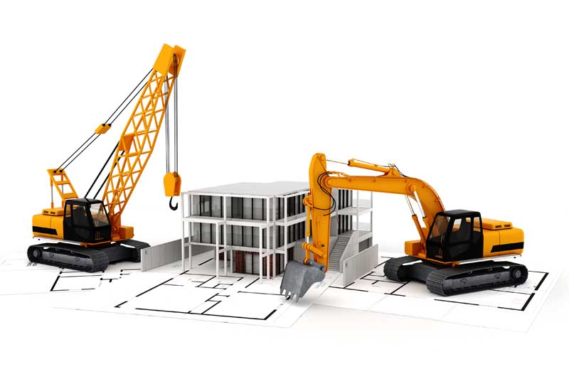 عکس لارج فرمت از ماکت جرثقیل و بیل مکانیکی