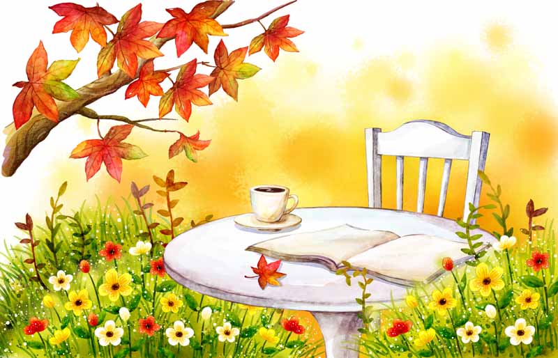 دانلود عکس از میز میان گل ها