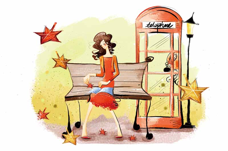 دانلود عکس از خانم و کیوسک تلفن