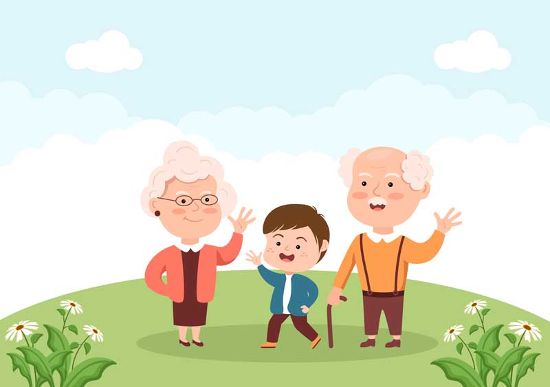 طرح لایه باز پس زمینه زوج پیر و نوه