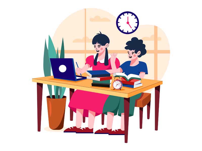 دانلود وکتور مفهومی درس خواندن دو نفره