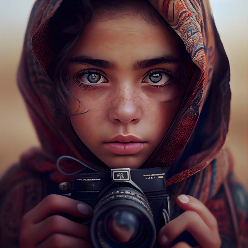تصویر دختر بچه عکاس