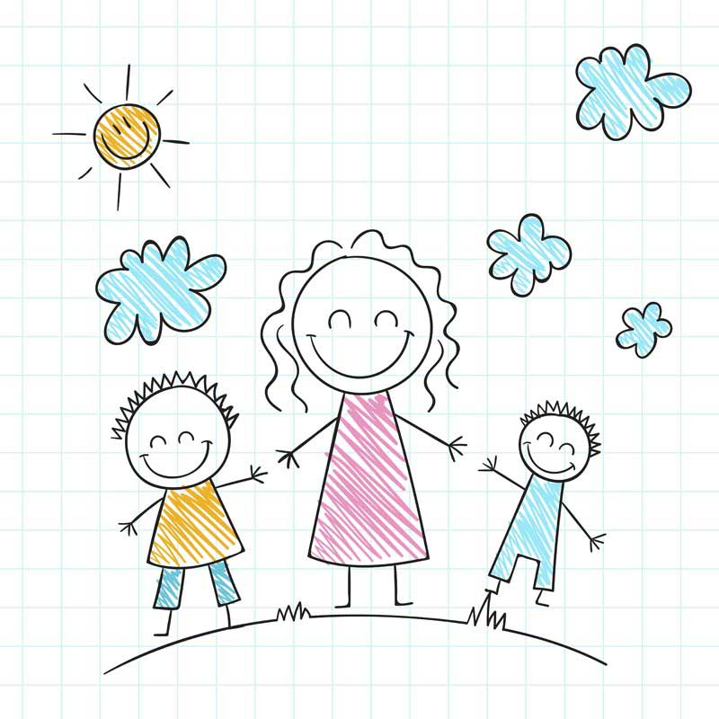 پس زمینه لایه باز نقاشی خانواده شاد