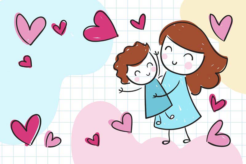 پس زمینه لایه باز نقاشی مادر دختری